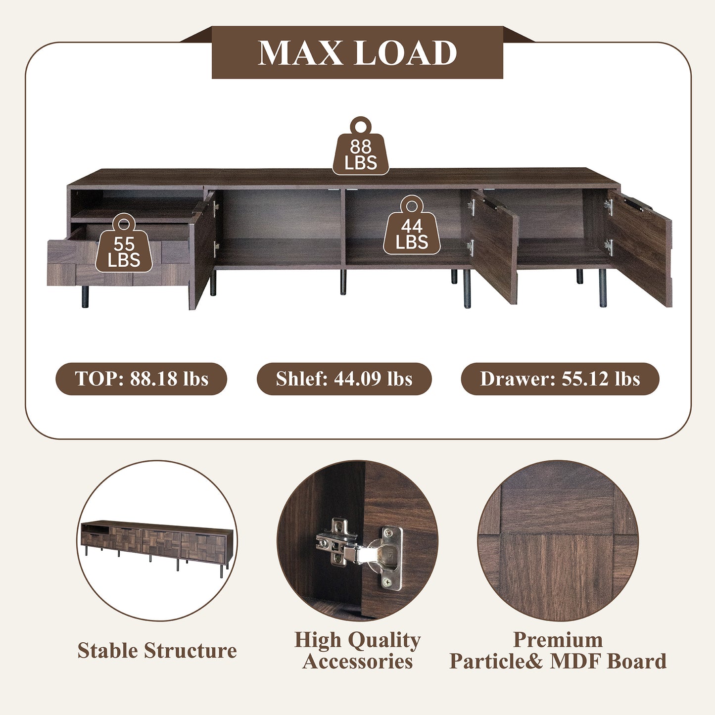 78 Mid Century Modern TV Stand For 65 Inch TVs, TV Console With Storage Cabinets For Living Room, Entertainment Center Storage
