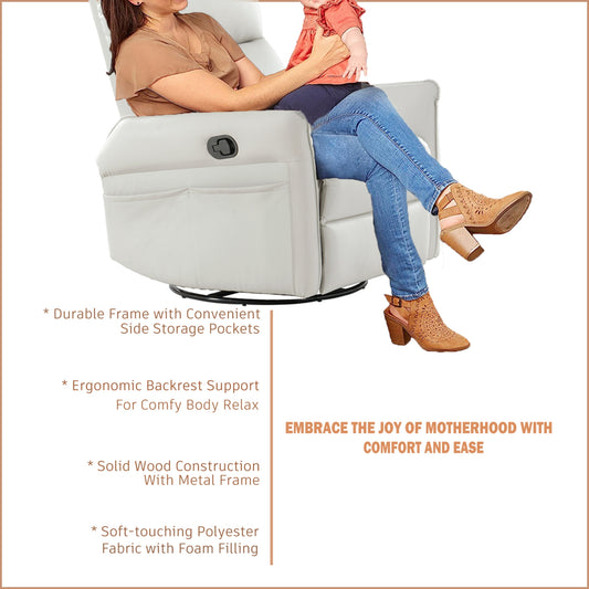 360 Swivel Rocking Recliner Chair, Nursery Glider, Modern Small Rocker