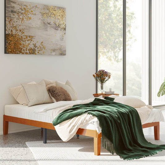 Solid Wood Bed Frame, Supported By Wooden Strips, Noise-free Design, No Need For Spring Box