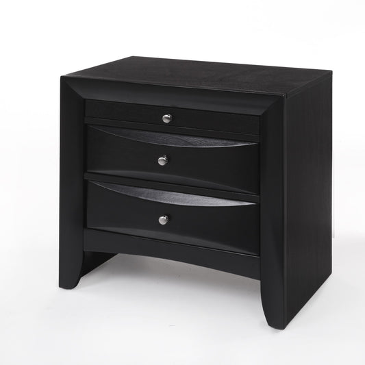 25" Dark Brown Solid Wood Three Drawer Nightstand