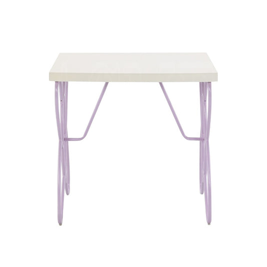 22" Lilac Steel and Wood Nightstand