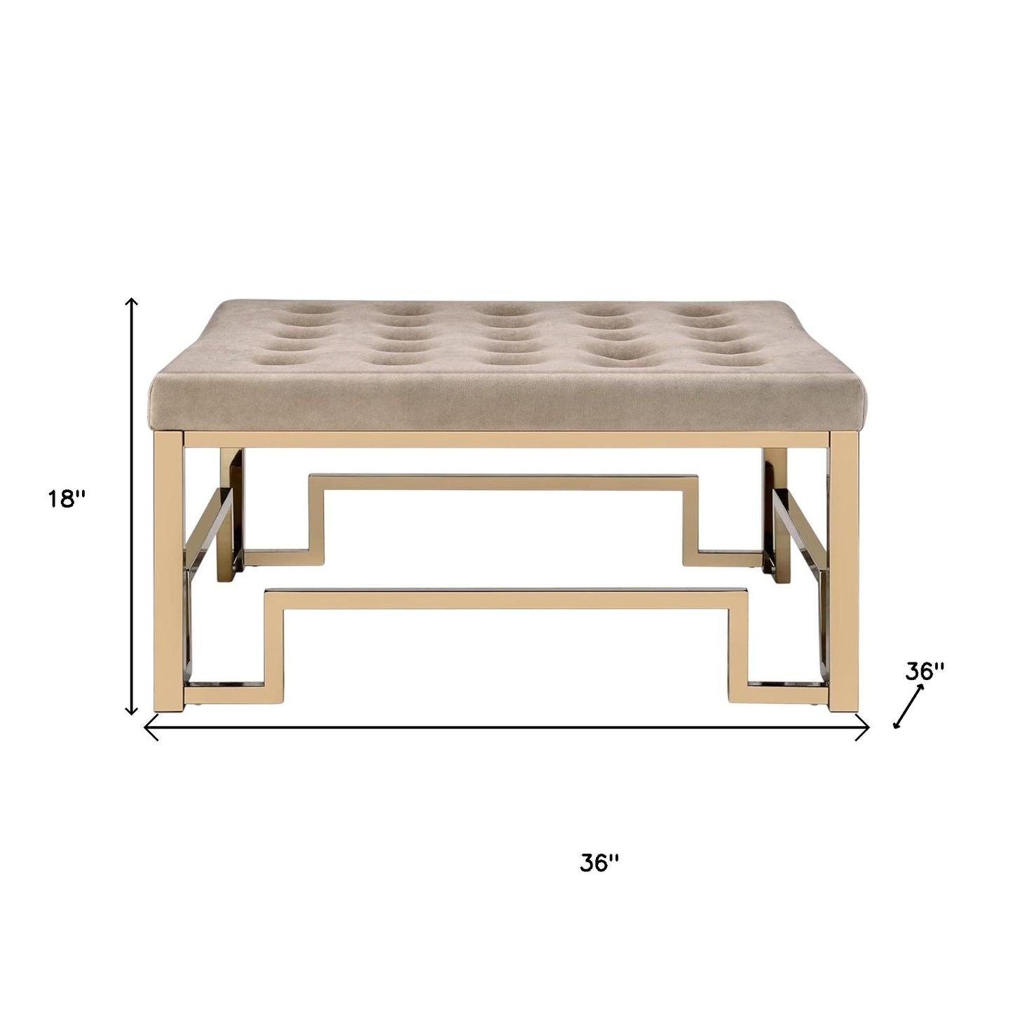 36" Champagne Polyester Tufted Cocktail Ottoman