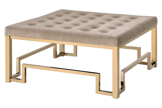 36" Champagne Polyester Tufted Cocktail Ottoman