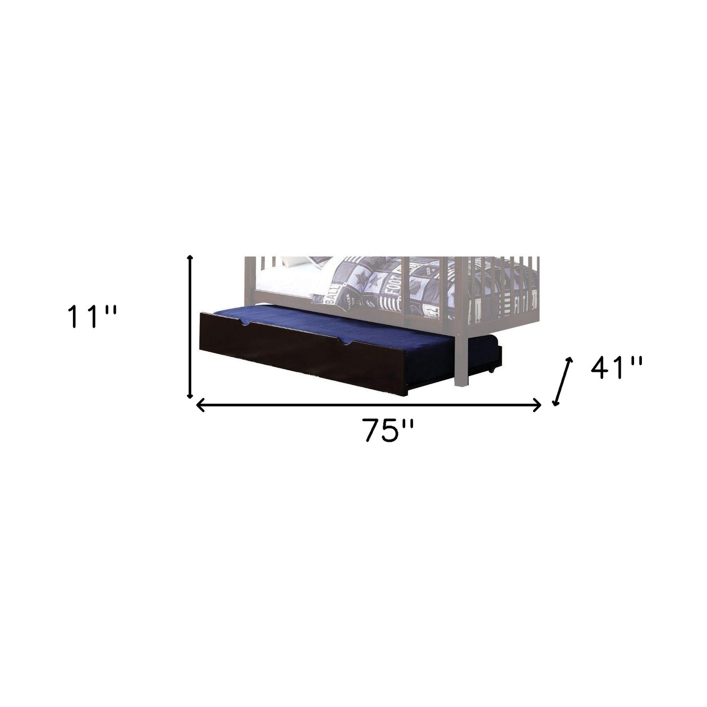 Deep Brown Pull Out Trundle for Under Bed