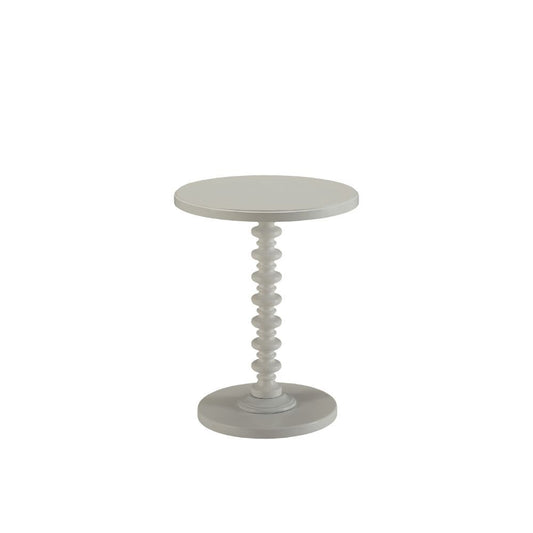 22" White Wood Round Curvy Pedestal End Table