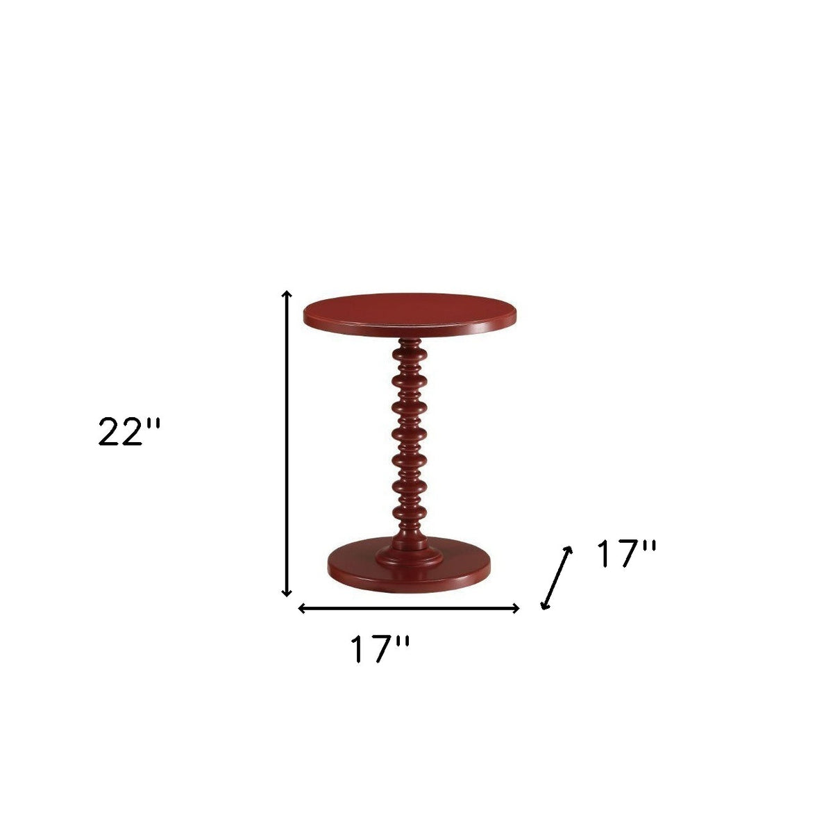 22" Red Solid Wood Round End Table