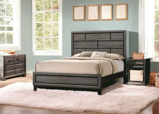 Gray Solid Wood Queen Bed Frame
