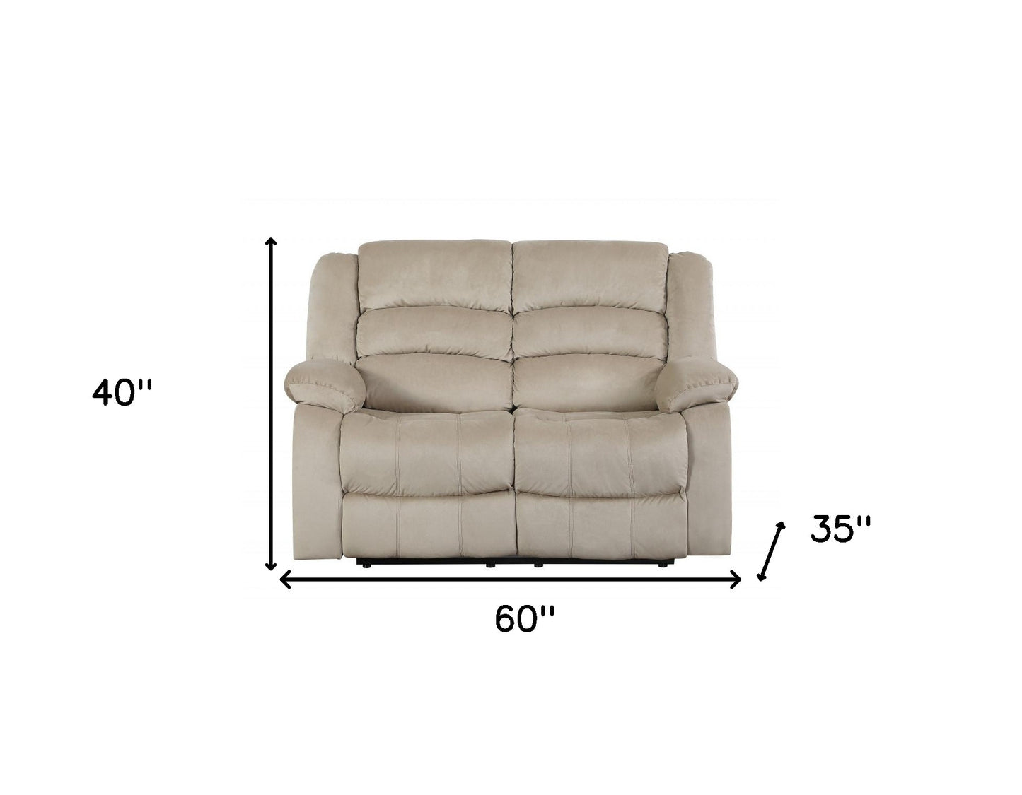 60" Beige Microfiber Manual Reclining Loveseat