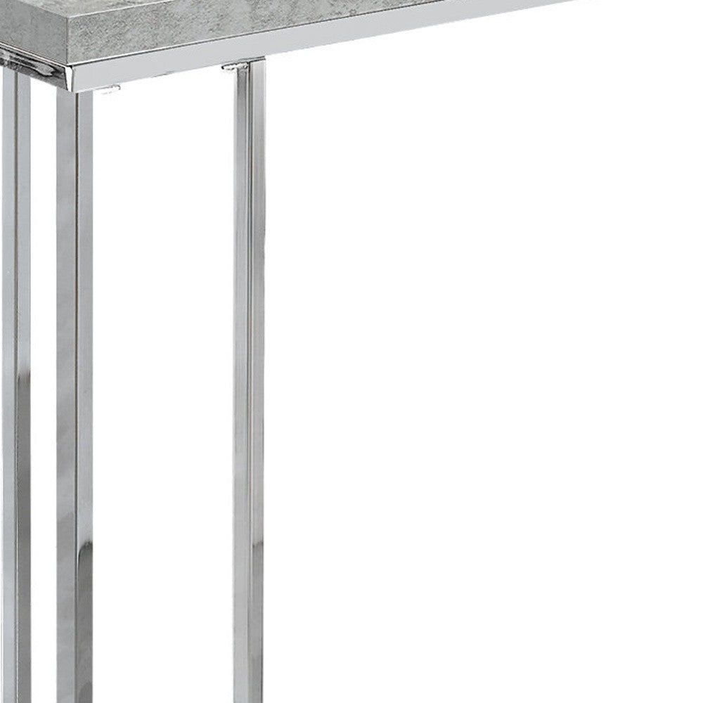 18.25" X 10.25" X 25.25" Grey Particle Board Metal Accent Table