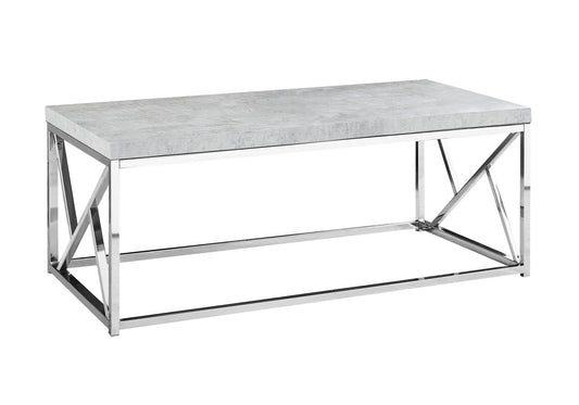 47" Gray And Silver Iron Coffee Table