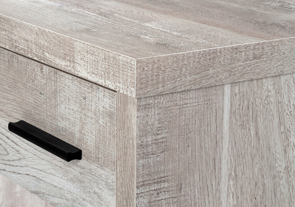 63" Taupe L Shape Computer Desk With Eight Drawers