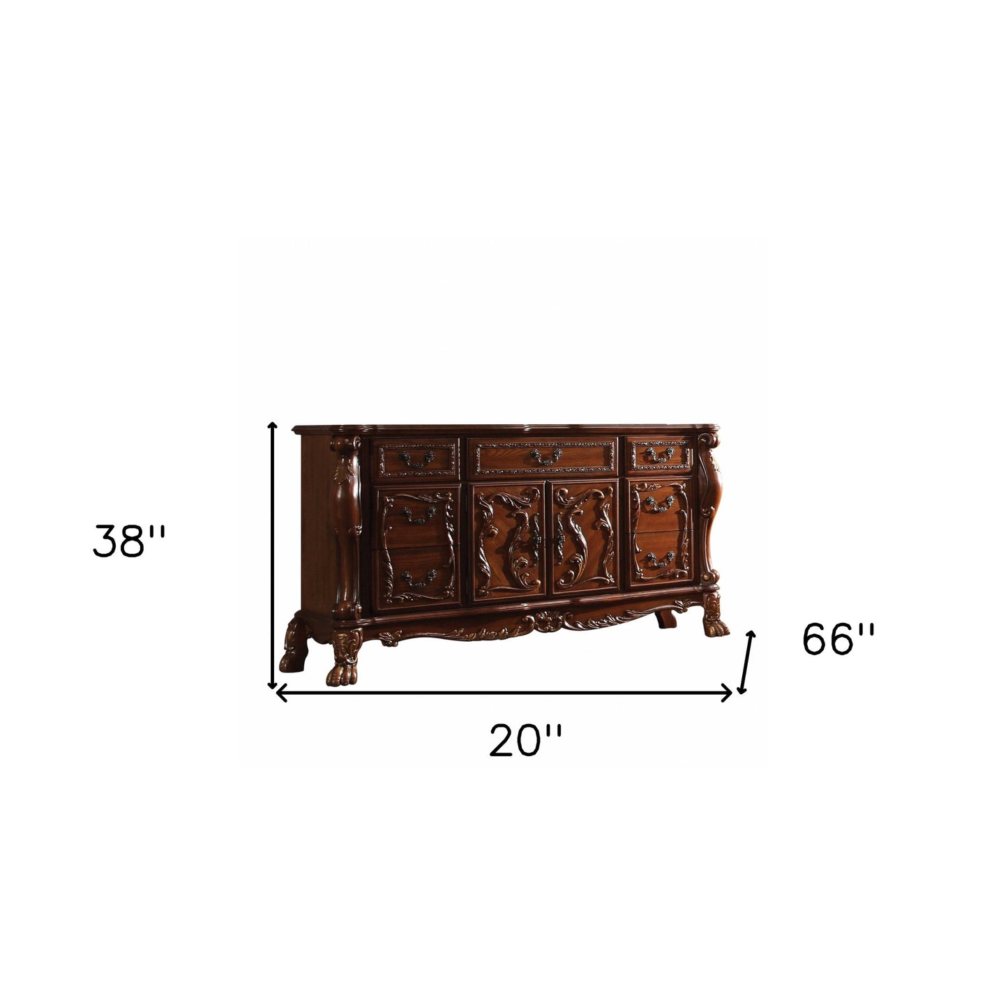 20" X 66" X 38" Cherry Oak Wood Poly Resin Dresserserver