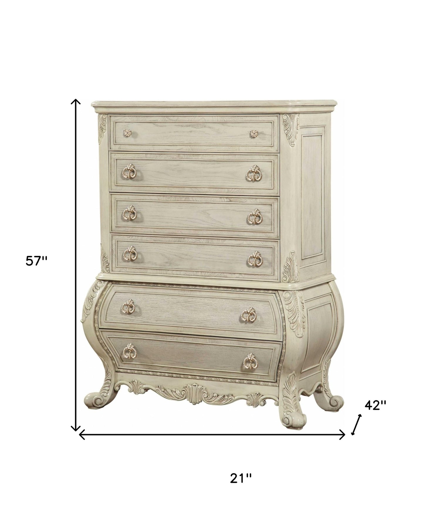 21" X 42" X 57" Antique White Wood Chest