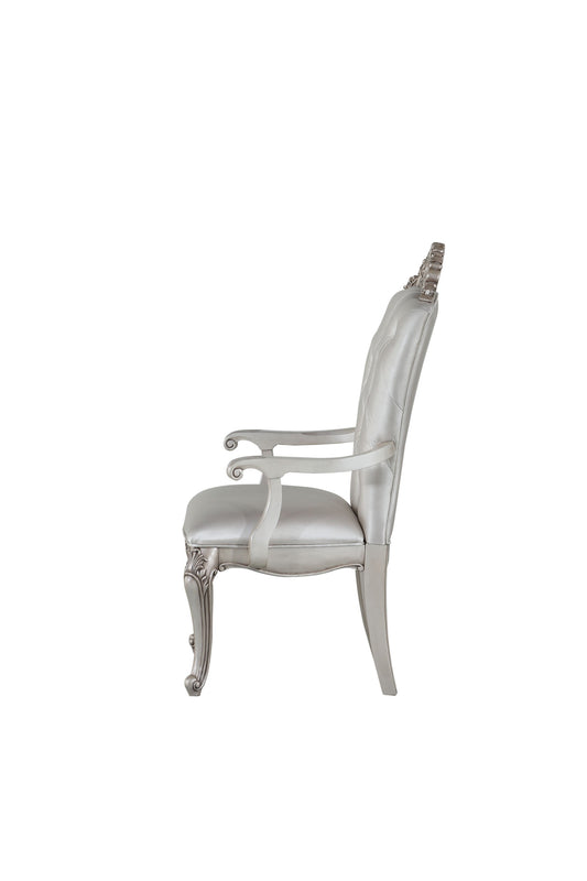 Set of Two 25" Silver and Pearl Fabric Tufted Side Chair