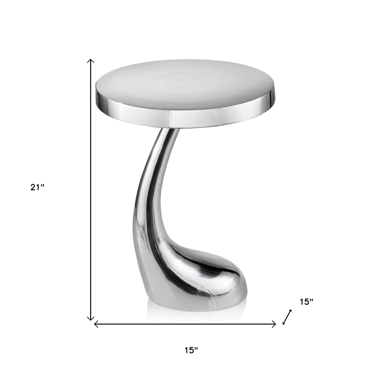 21" Silver Aluminum Round Abstract End Table