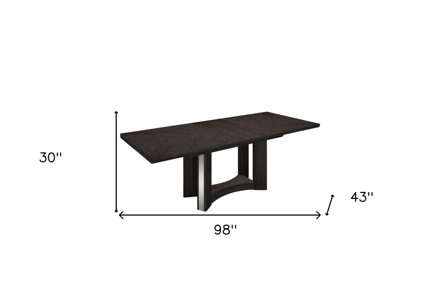 98" Dark Gray Solid Wood Dining Table