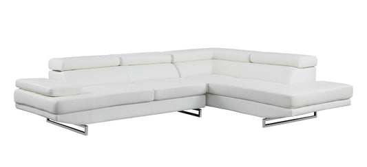 Gray Leather L Shaped Two Piece Corner Sectional