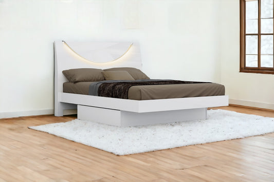 White Solid Wood Queen Bed Frame