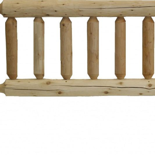 Natural Vintage Brown Finish Cedar Log Double Headboard