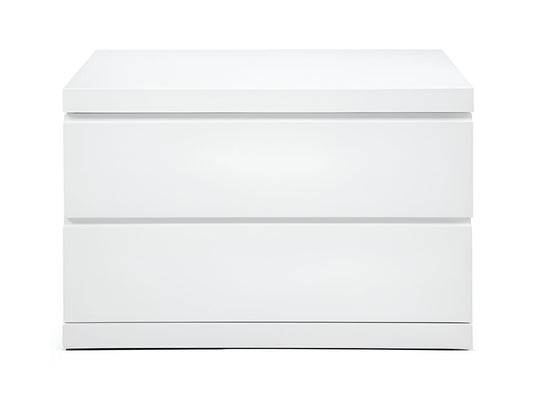 20" White Wood Two Drawer Nightstand
