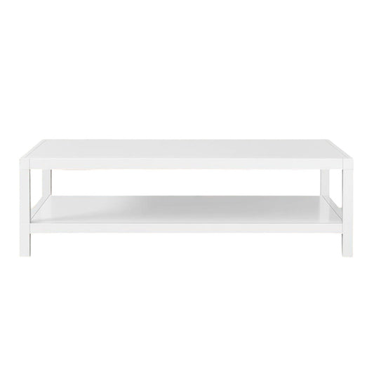35" White Aluminum Coffee Table With Shelf