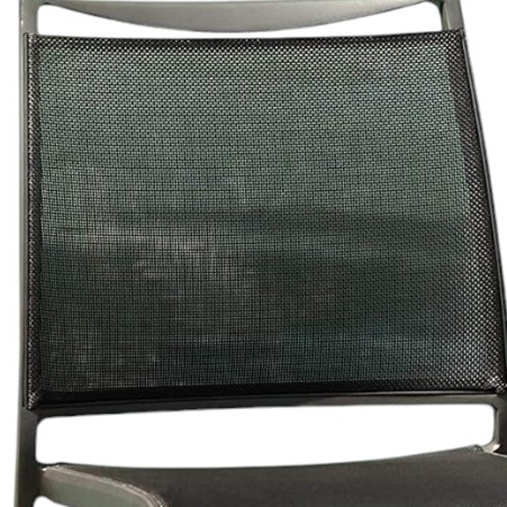 Set of Four Gray Aluminum Dining Side Chairs