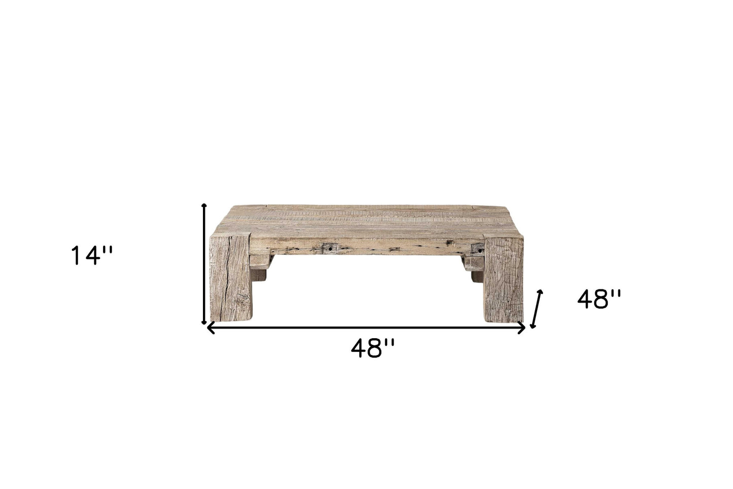 48" Natural Wood Distressed Coffee Table