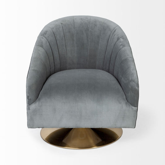 29" Gray and Copper Velvet Lounge Chair