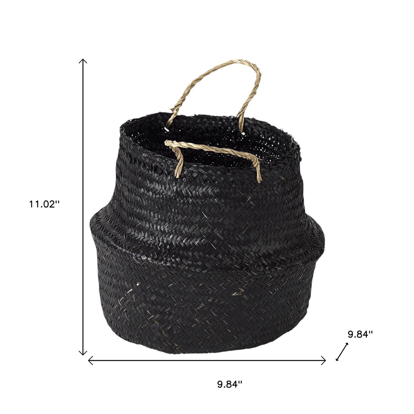 Set of Three Black Wicker Basket