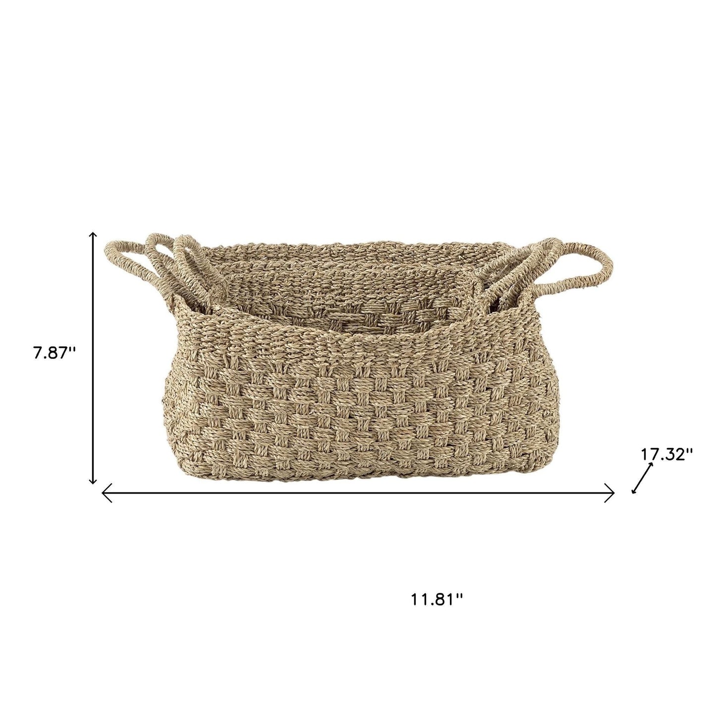 Set of Three Natural Wicker Basket