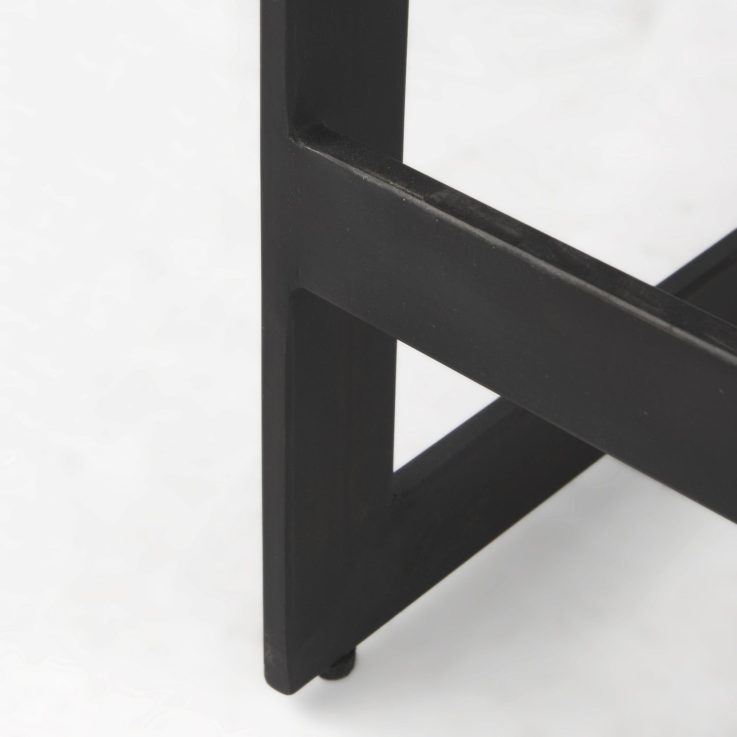 26" Black Solid Wood and Metal Backless Counter Height Bar Chair