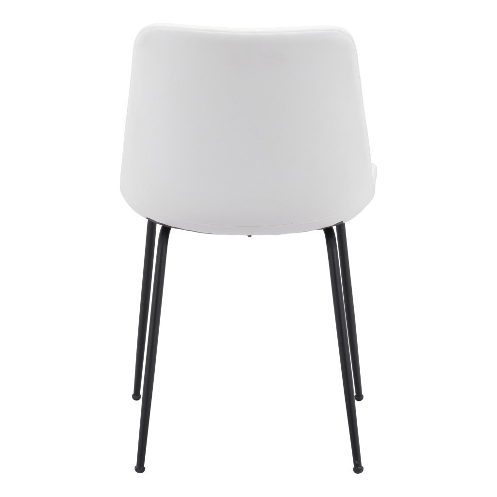 Set of Two White And Black Upholstered Faux Leather Dining Side Chairs