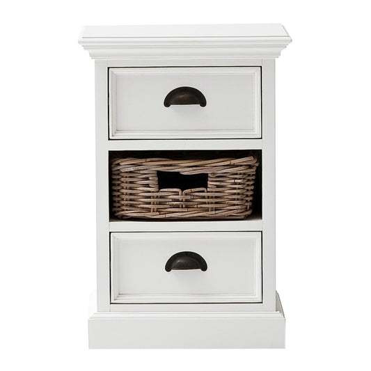 24" White Solid Wood Two Drawer Nightstand