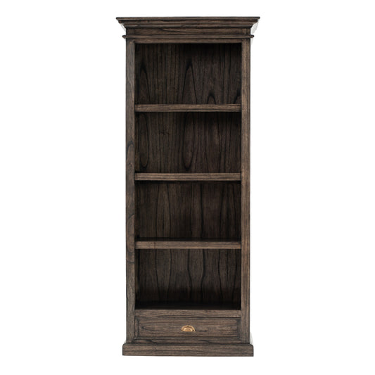75" Brown and Black Wood Four Tier Bookcase