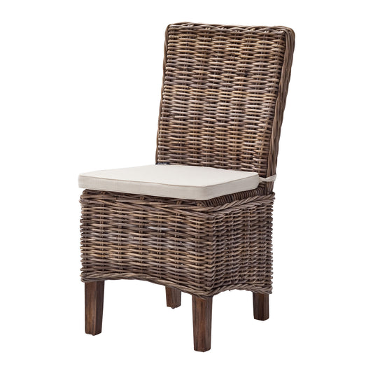 Set of Two Cream and Brown Dining Parsons Chairs