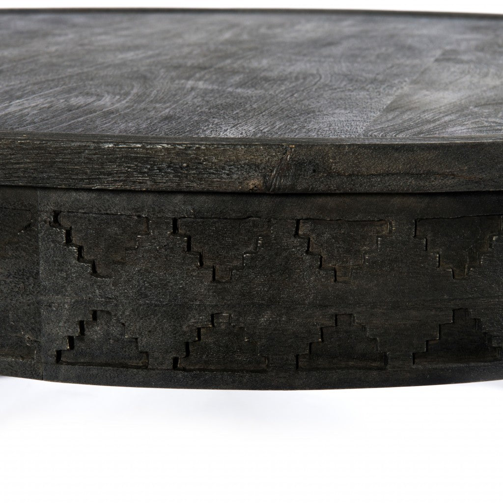 42" Gray Solid Wood Round Coffee Table