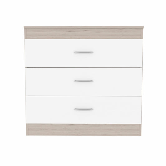 29" Light Gray and White Three Drawer Dresser