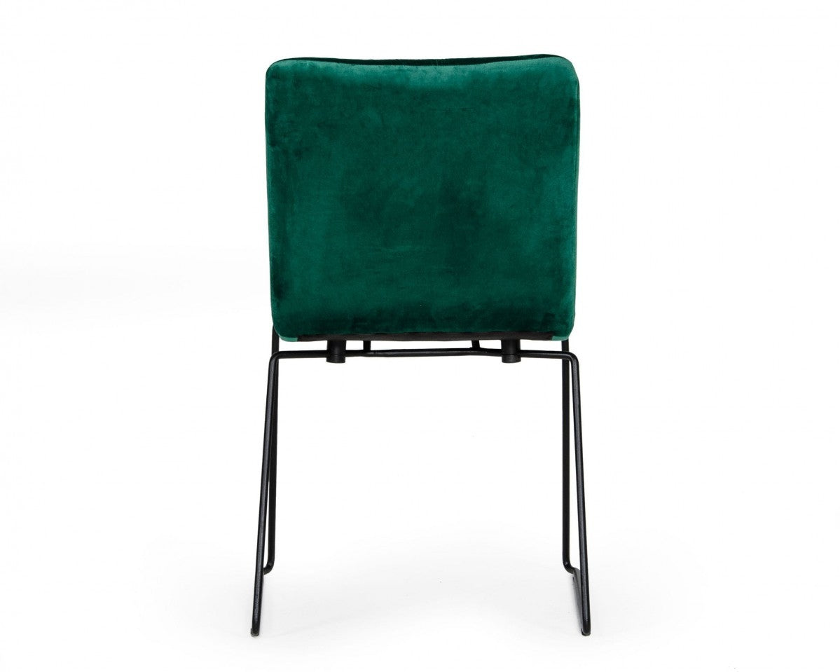Set of Two Green and Black Upholstered Fabric Dining Side Chairs