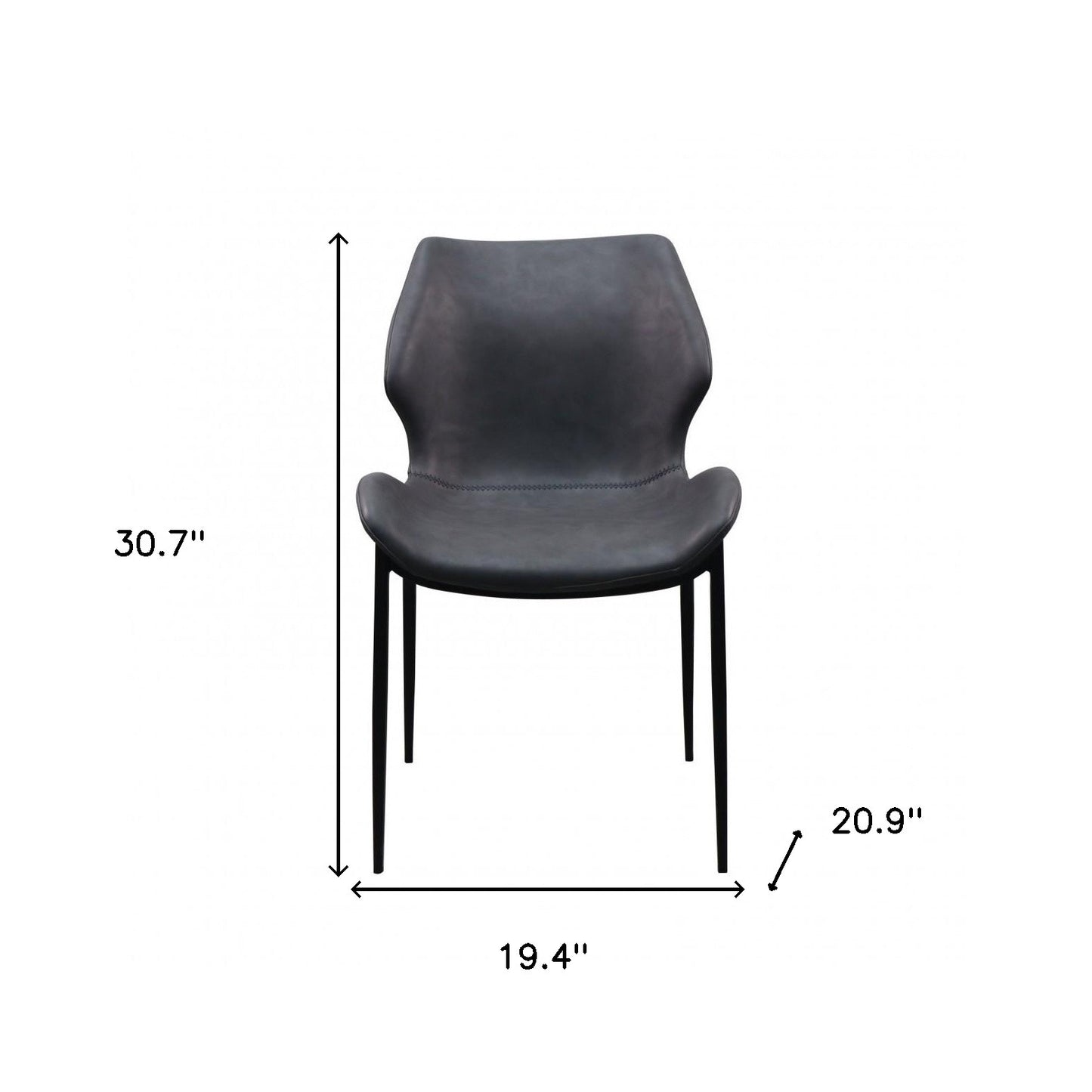 Set of Two Gray and Black Upholstered Faux Leather Wing Back Dining Side Chairs