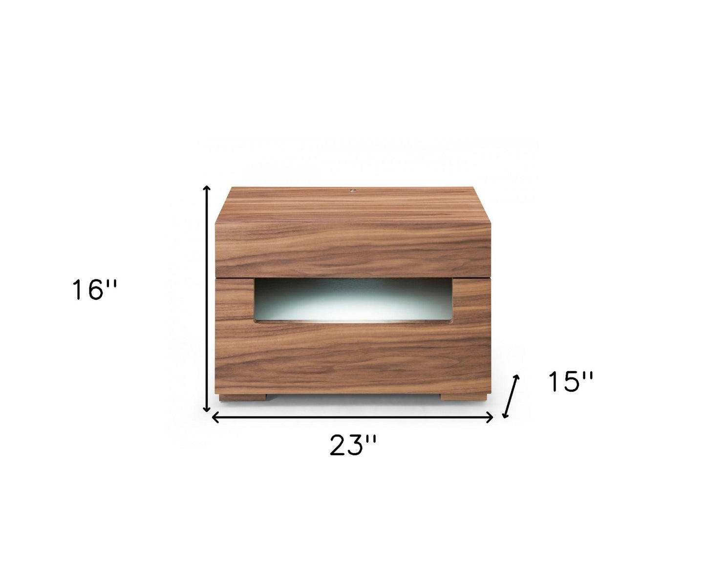 16" Wood Lighted Two Drawer Nightstand