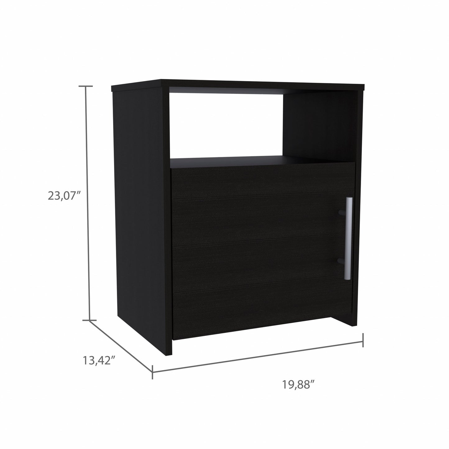 23" Black Wood Nightstand