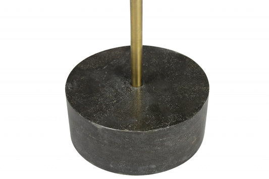 30" Black And Brown Solid Wood And Marble Round End Table