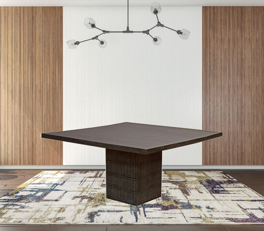 60" Antique Brown Square Solid Wood Dining Table