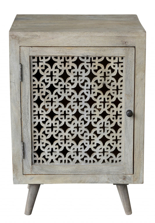 30" Gray Solid Wood Nightstand