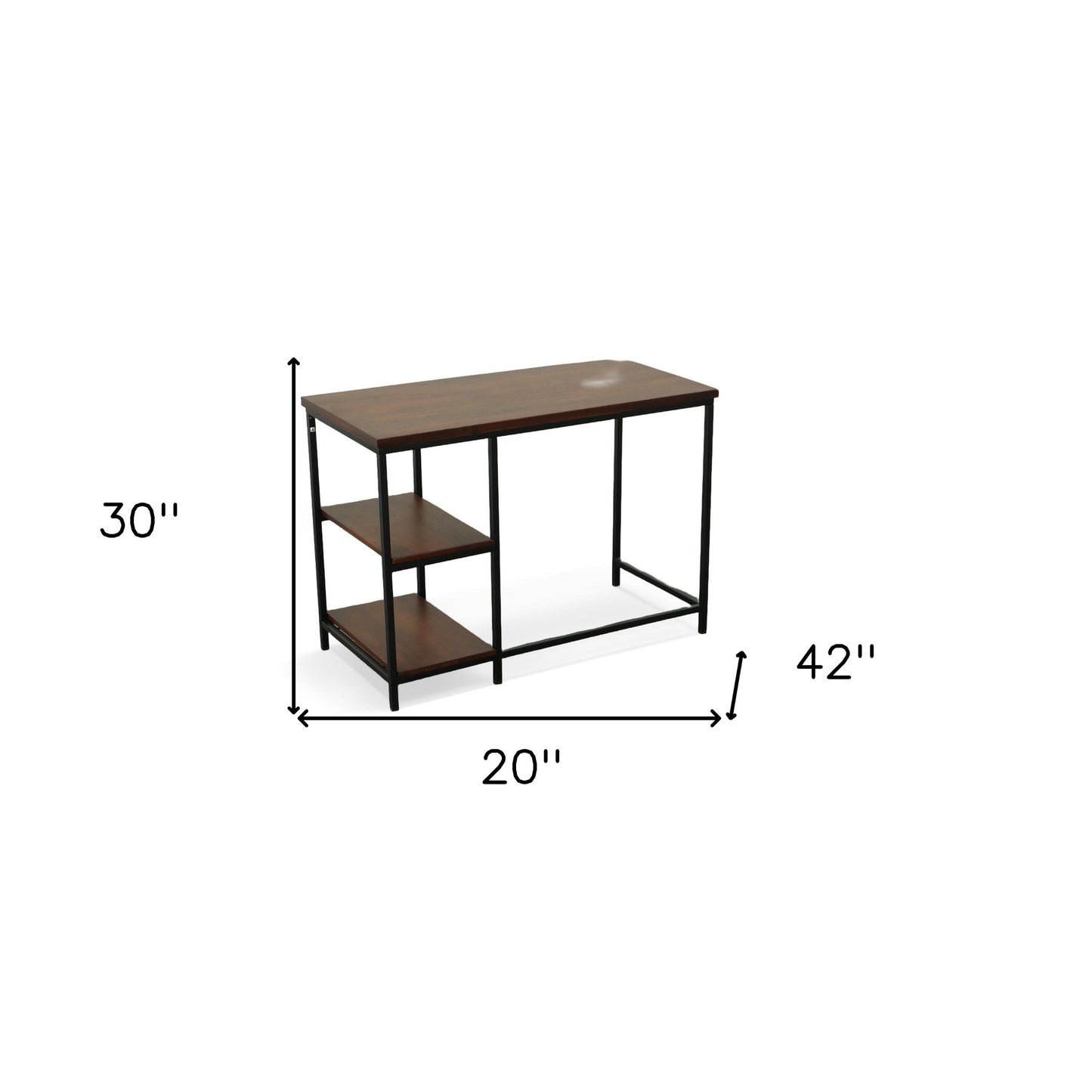 42" Chestnut and Black Solid Wood and Metal Computer Desk