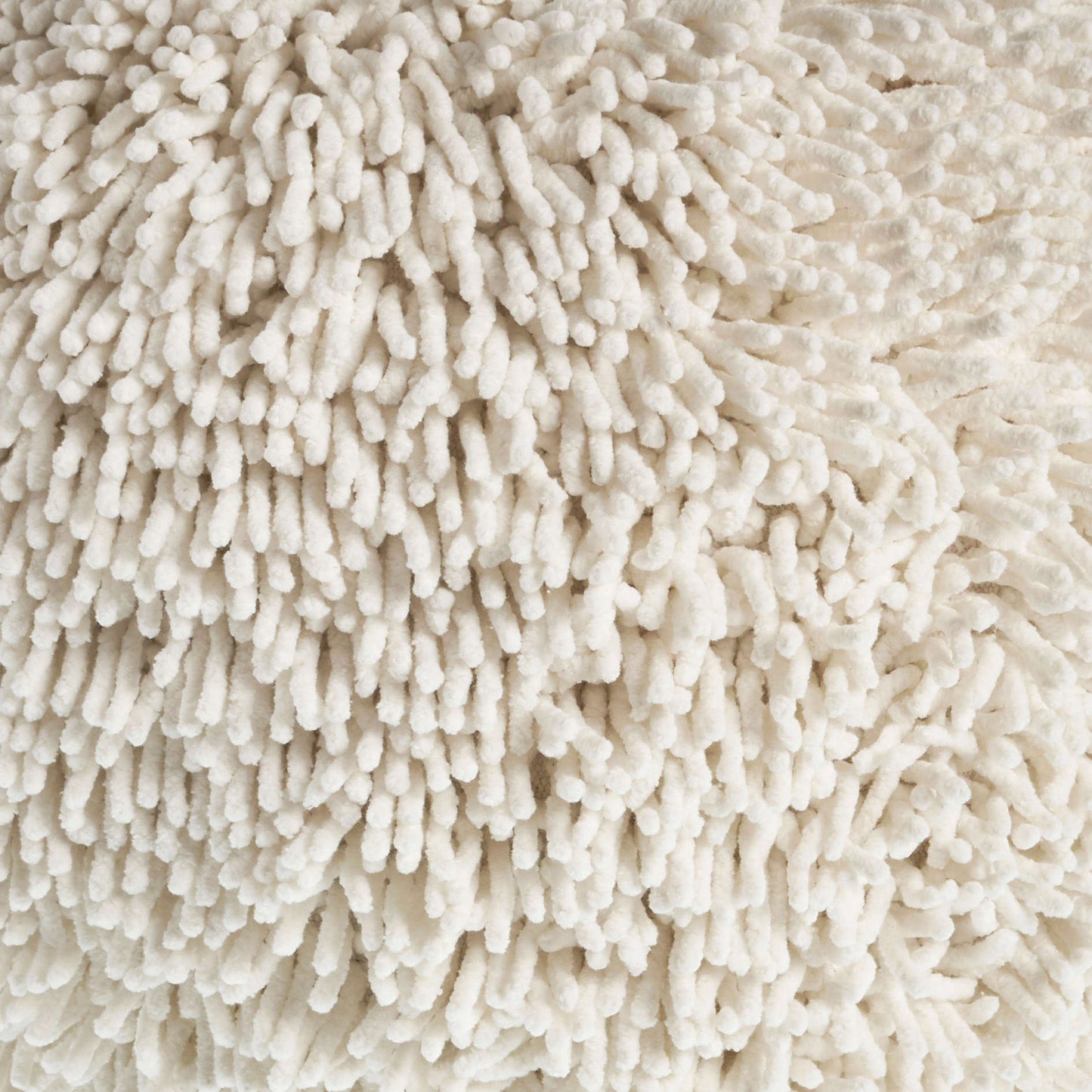 20" Cream Cotton Tufted Round Geometric Pouf Ottoman