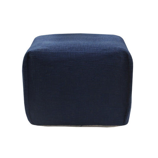 18" Blue Cotton Patchwork Pouf Ottoman