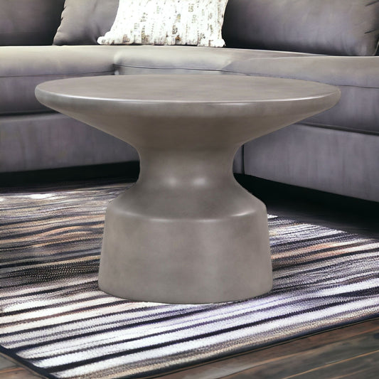 24" Gray Concrete Round Coffee Table