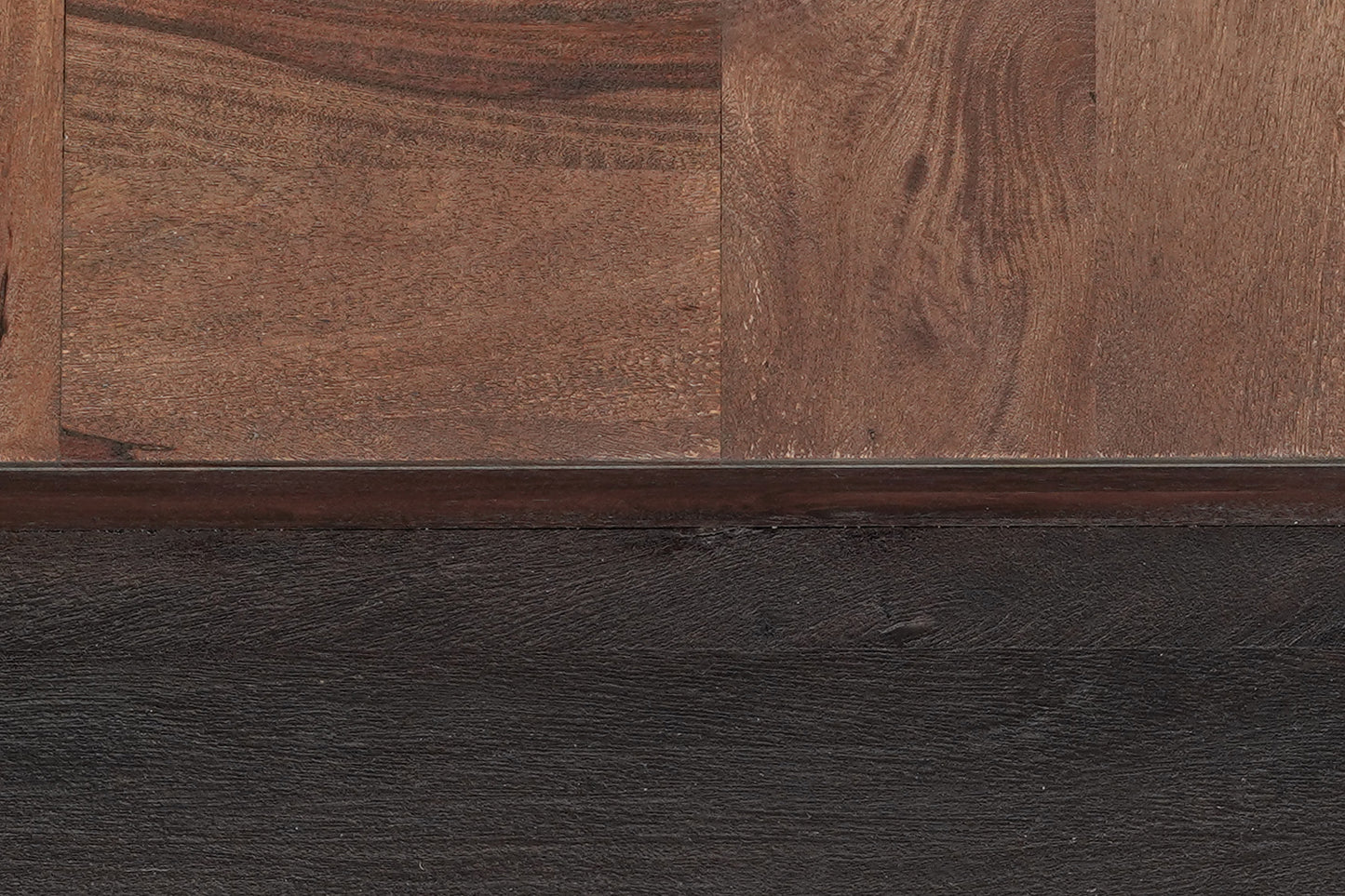 40" Dark Brown and Black Solid Wood Square Block Coffee Table