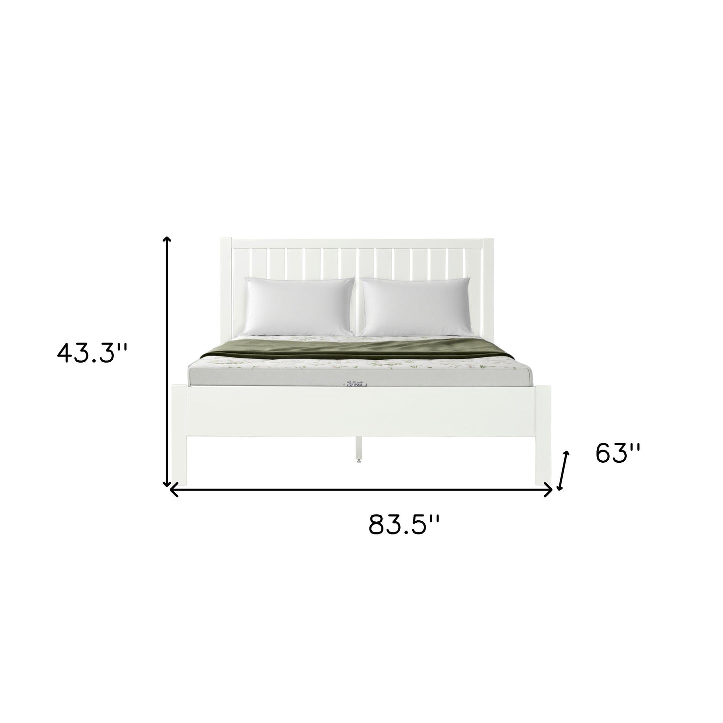 White Shiplap Texture Solid Wood Queen Bed Frame